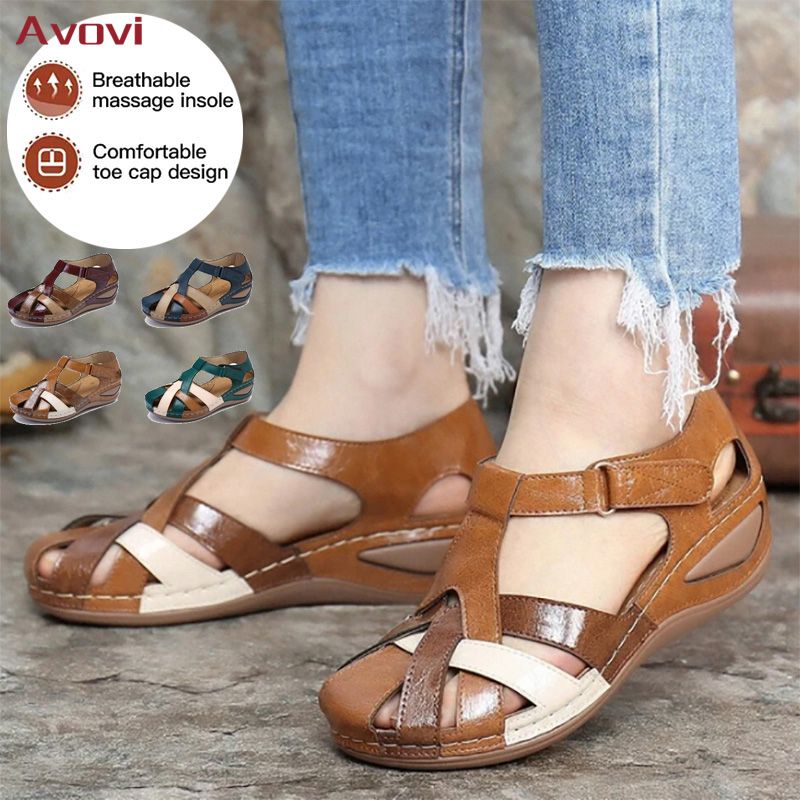 Women Retro Wedge Sandal Comfortable Breathable Sandals Casual Outdoor Plus Size Ladies Sandal