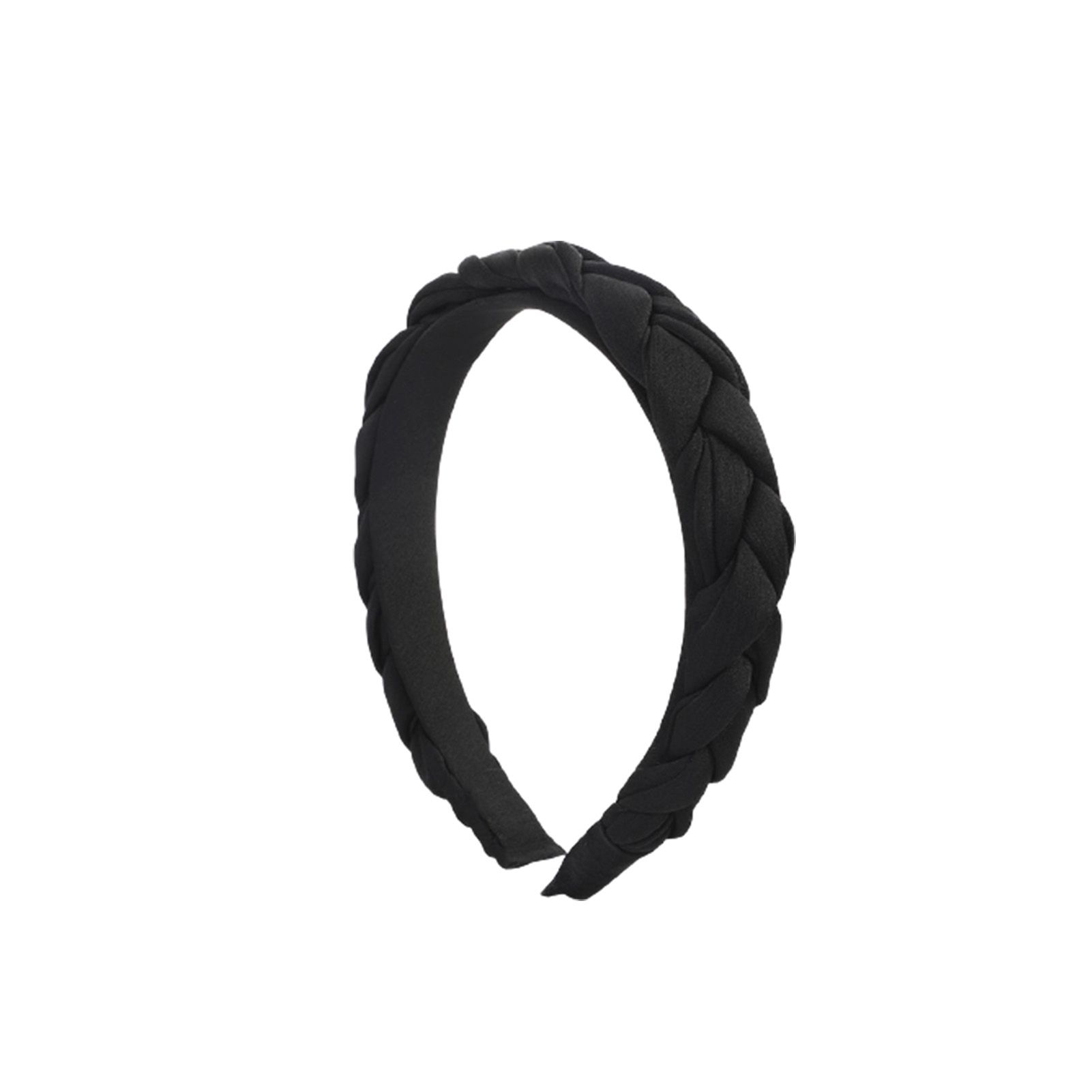 Women Solid Color Cloth Knot Satin Braided Knitted Hairband Headband Hair Hoop
