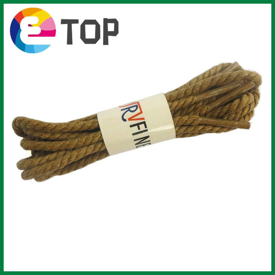 1 Pair Waxed Cotton Round Shoe Laces for Leather Shoes Boat Boots Three-strand Rope