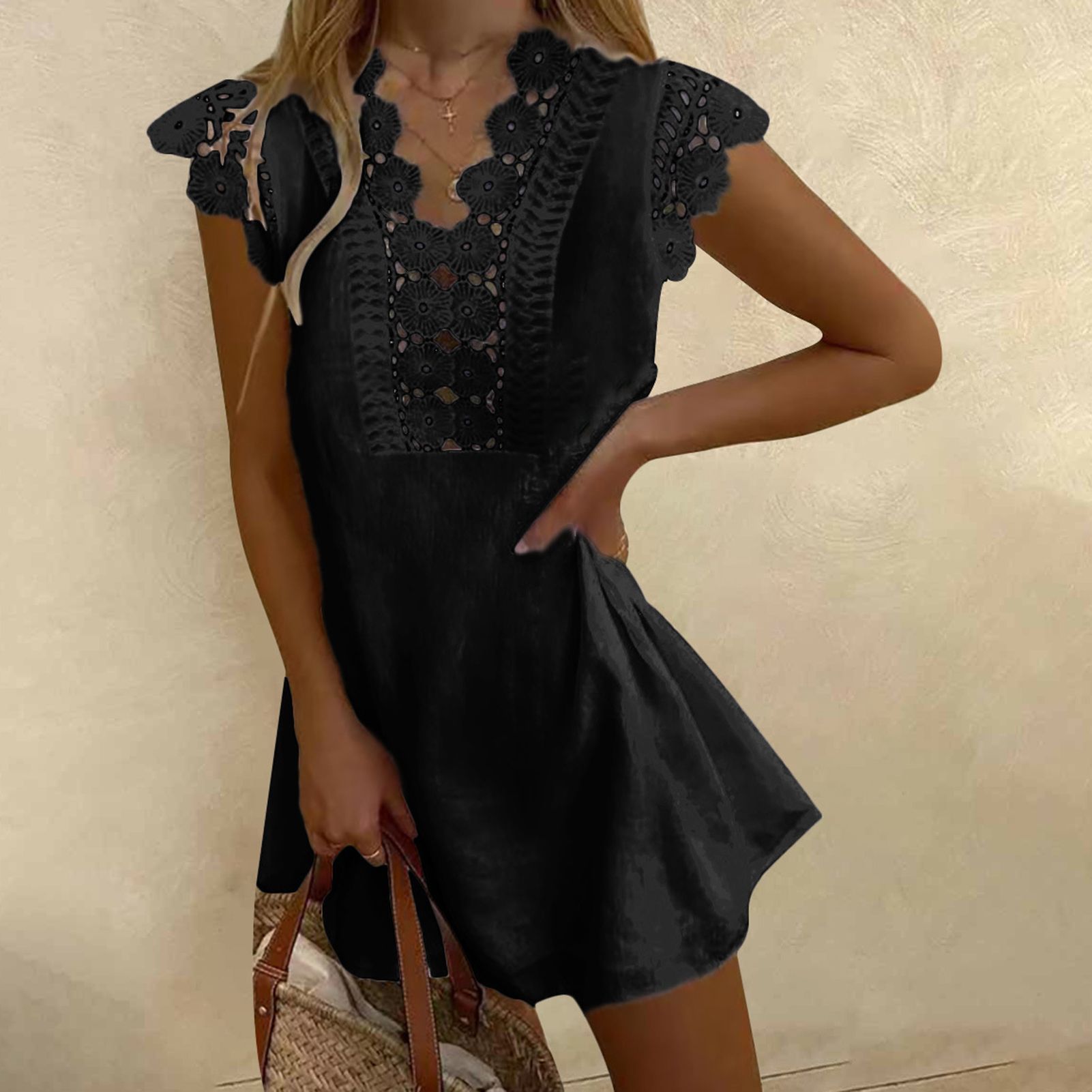 Sunnyheart Party Dress Pure Colors Cut-out A-Line Dress