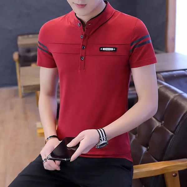 Maroon Cotton Polo T-shirt for Men