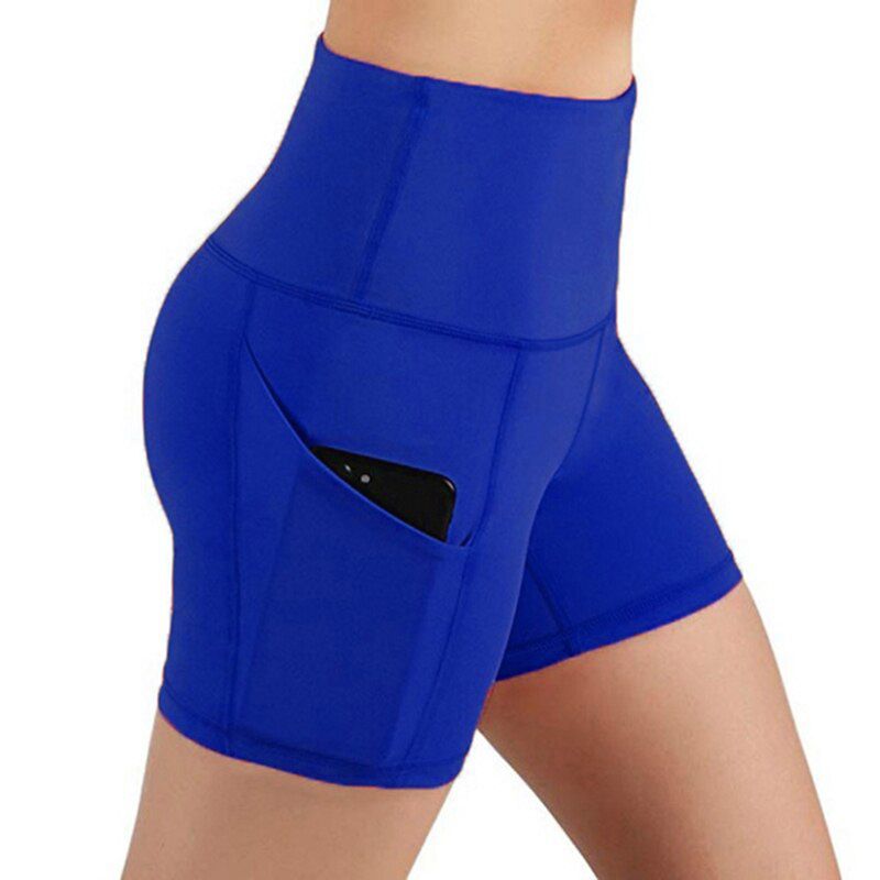 Hot Women High Waist Out Pocket Yoga Short Running Athletic Yoga Shorts Gym Leggings New Sport Running Women Fitness Short