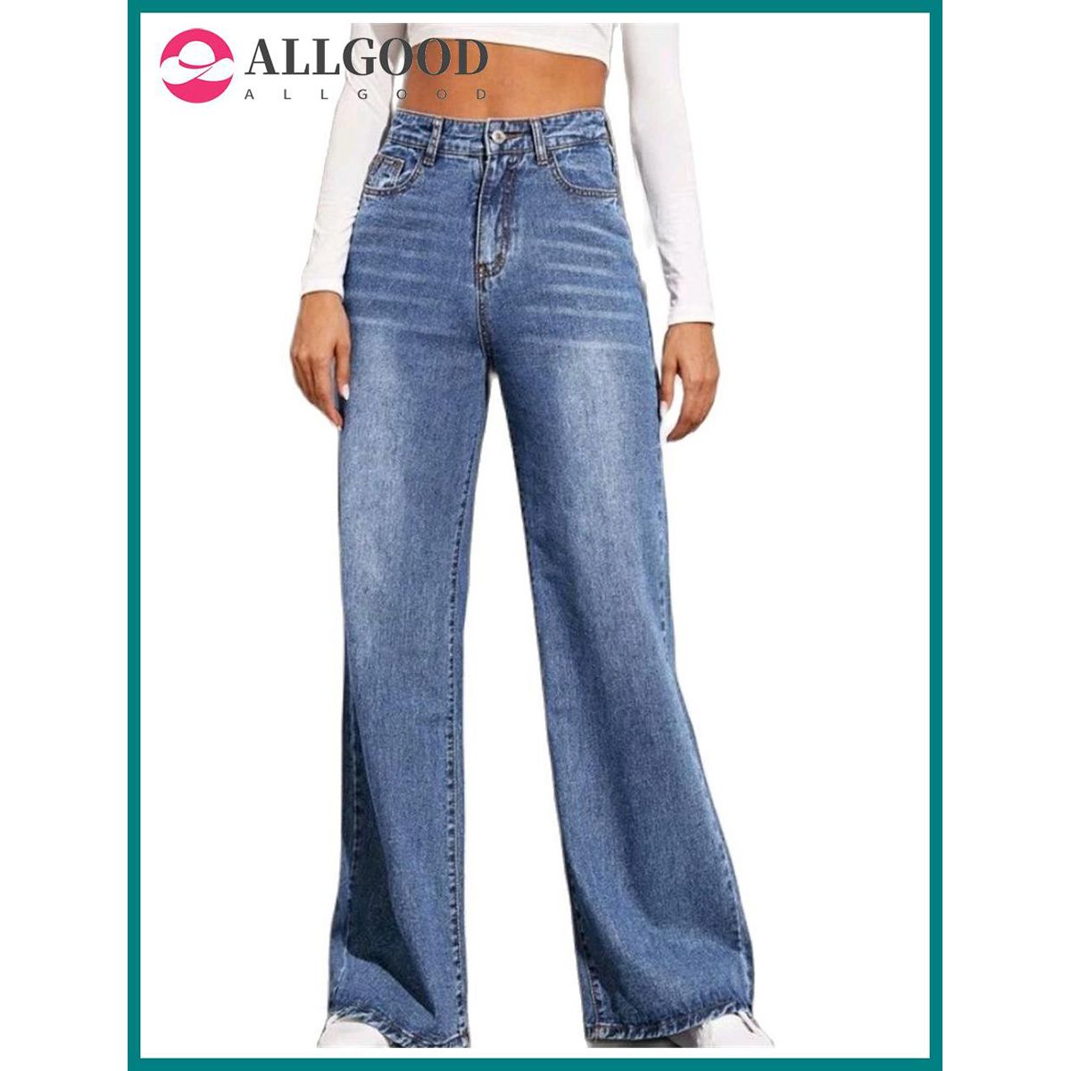 New High Waist Loose Jeans For Women Fashion Casual Denim Wide Leg Pants Street Casual Trousers Global Drop Shipping