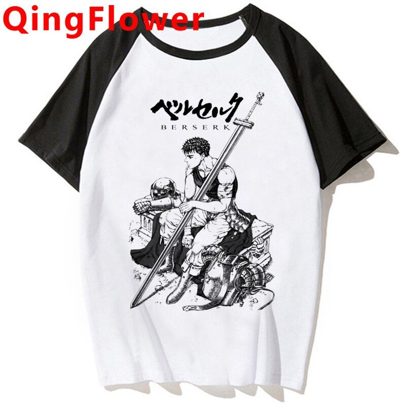 Jnese Anime Berserk Guts Funny T Shirt Men Cool Manga Graphic Vintage T-shirt Streetwear Graphic Tshirt  Hop Top Tees Male
