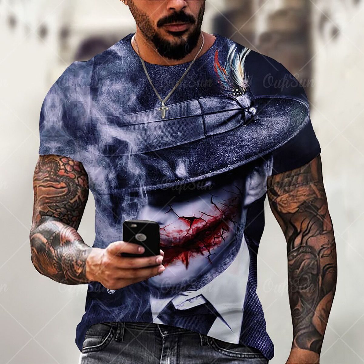3d Clown Pattern Print T-shirts Summer Short Sleeve T Shirt Punk Streetwear Tops Round Neck Loose Oversize T-shirts 6xl