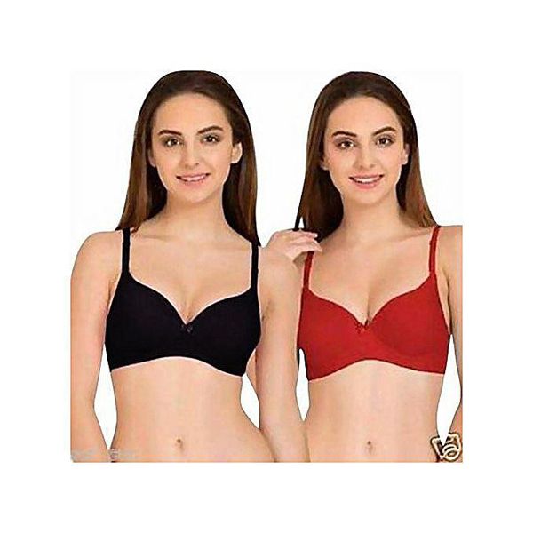 Black and Red Foam Bra For Women(2 Piece)