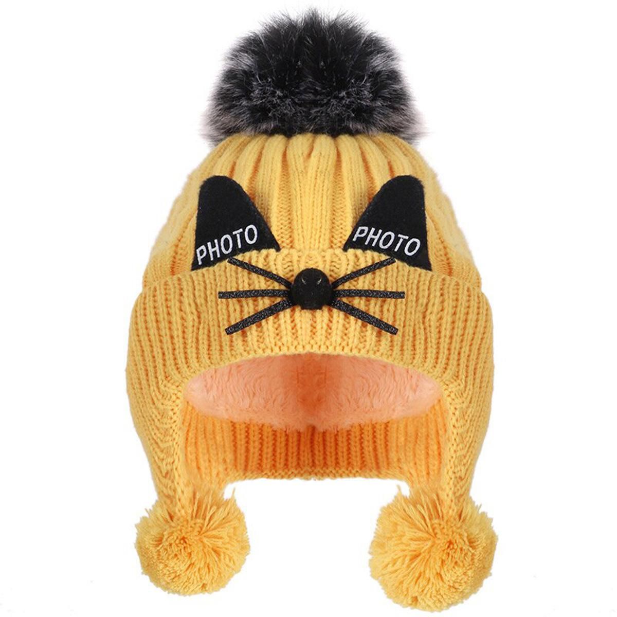 2019 winter protection children's earmuffs hat warm cute hat knit hat boys and girls hot fashion plus velvet cap
