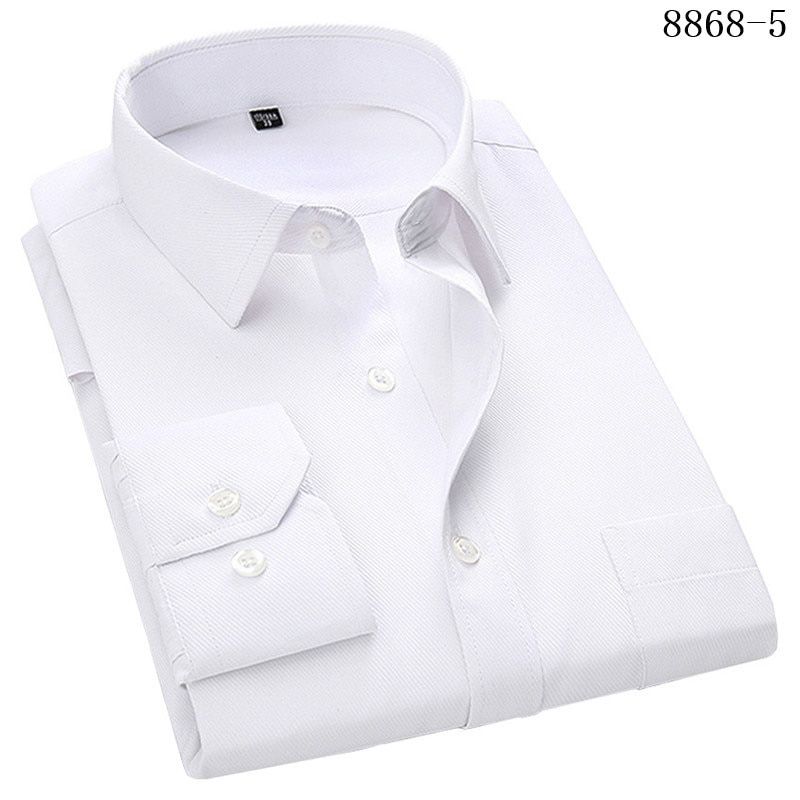 5XL 6XL 7XL 8XL Striped Plaid Solid Color Dress Shirt For Men Regular-Fit Long-Sleeved Business Casual Male Social Formal Shirt