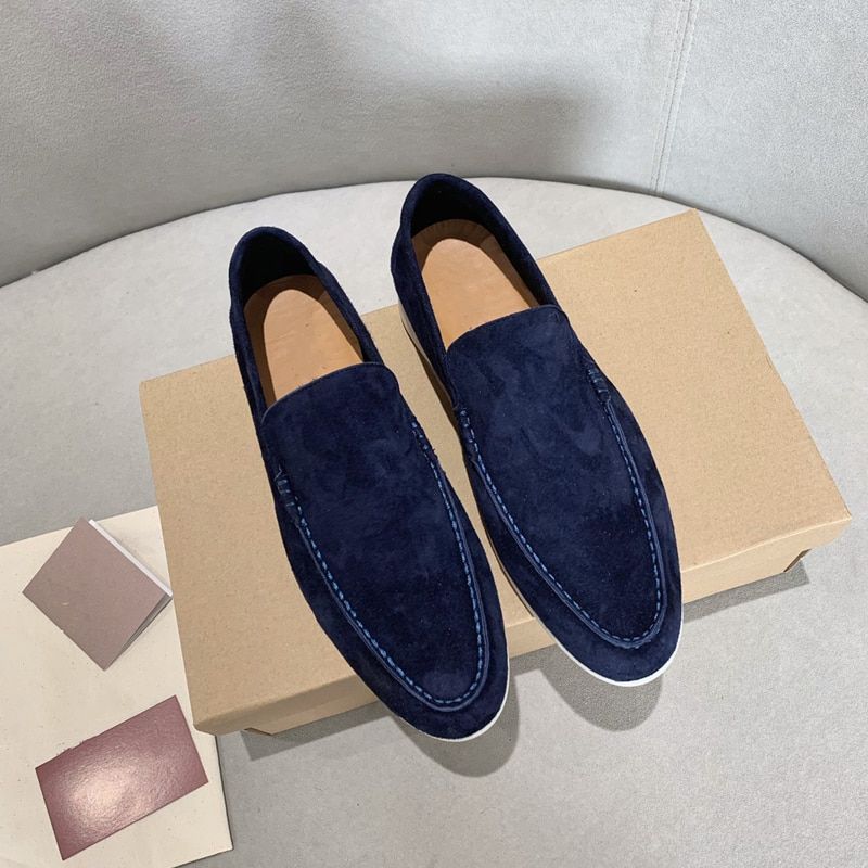 Men Winter 2022 England Style Fashion Cowhide Soft Slip-On Loafers Business Comfortable Flat Sole Man Suede Shoe