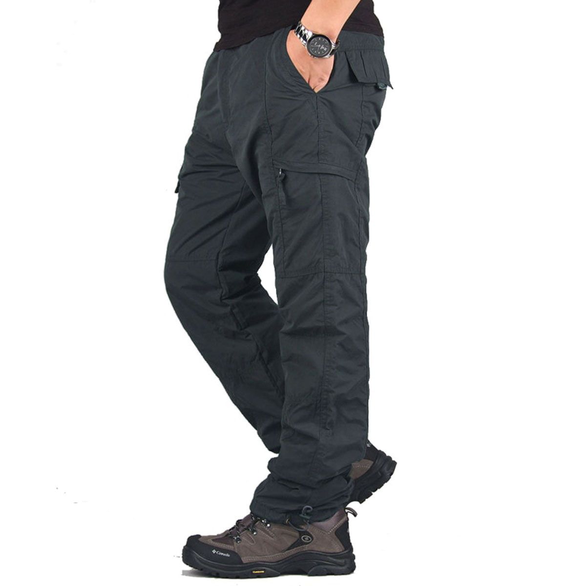 Winter Thick Fleece Cargo Pants Men's Cotton  Tactical Baggy Casual Pants Double Layer Plus Velvet Warm Thermal Trousers