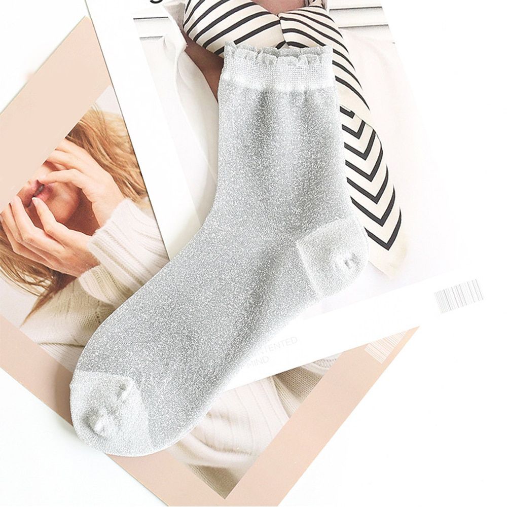 Women Shiny Socks Trendy Fashion Girls Glitter Short Socks Spring Summer Thin Gauze Transparent Lady Sox Soft Comfortable