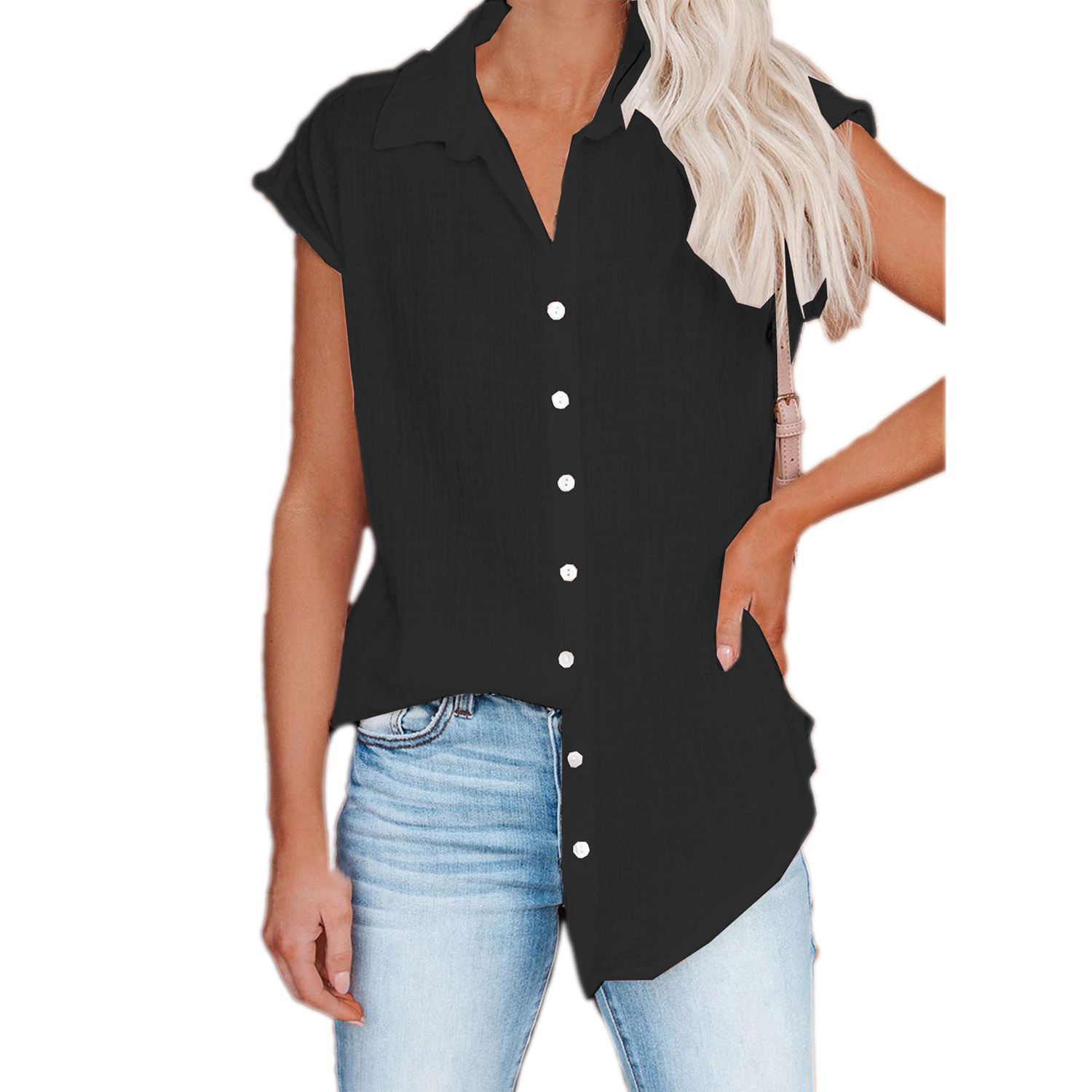 Summer Shirt Pure Colors Wear-resistant Summer Blouse