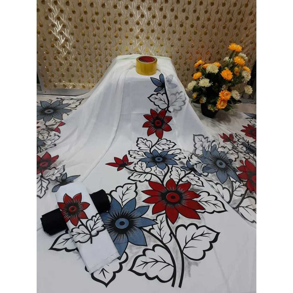 Skin Print And Block Print  Work Unstitched Cotton Three Piece 3 Piece For Women Ladies Collection -  Dress For Girls