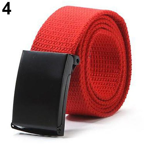 Unisex Military Casual Solid Color Plain Webbing Canvas Waist Belt Waistband