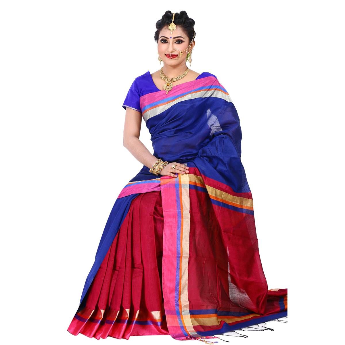 Multi Color Half Silk Saree For Women (from Tangail)