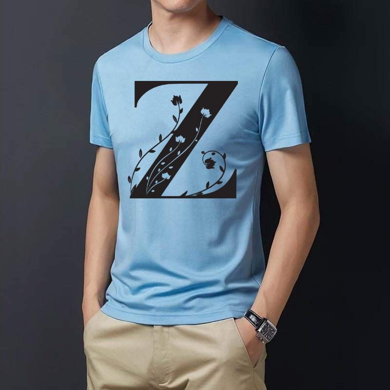 Alphabet Letters A-Z Skyblue Color T-Shirt - Tshirt For Men - T Shirt For Man
