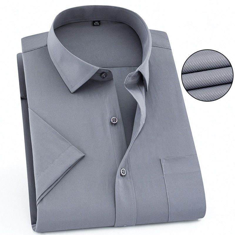 Men's Dress Shirts Casual Short Sleeve Hot Fashion White Slim Trend Business Foraml Solid Patchwork Pink Male Clothing 8XL 7XL L