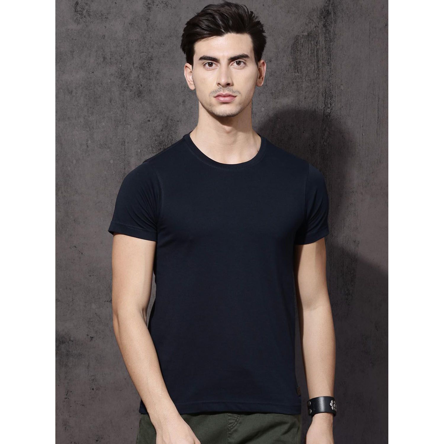 Navy Blue Cotton T-Shirt for Men