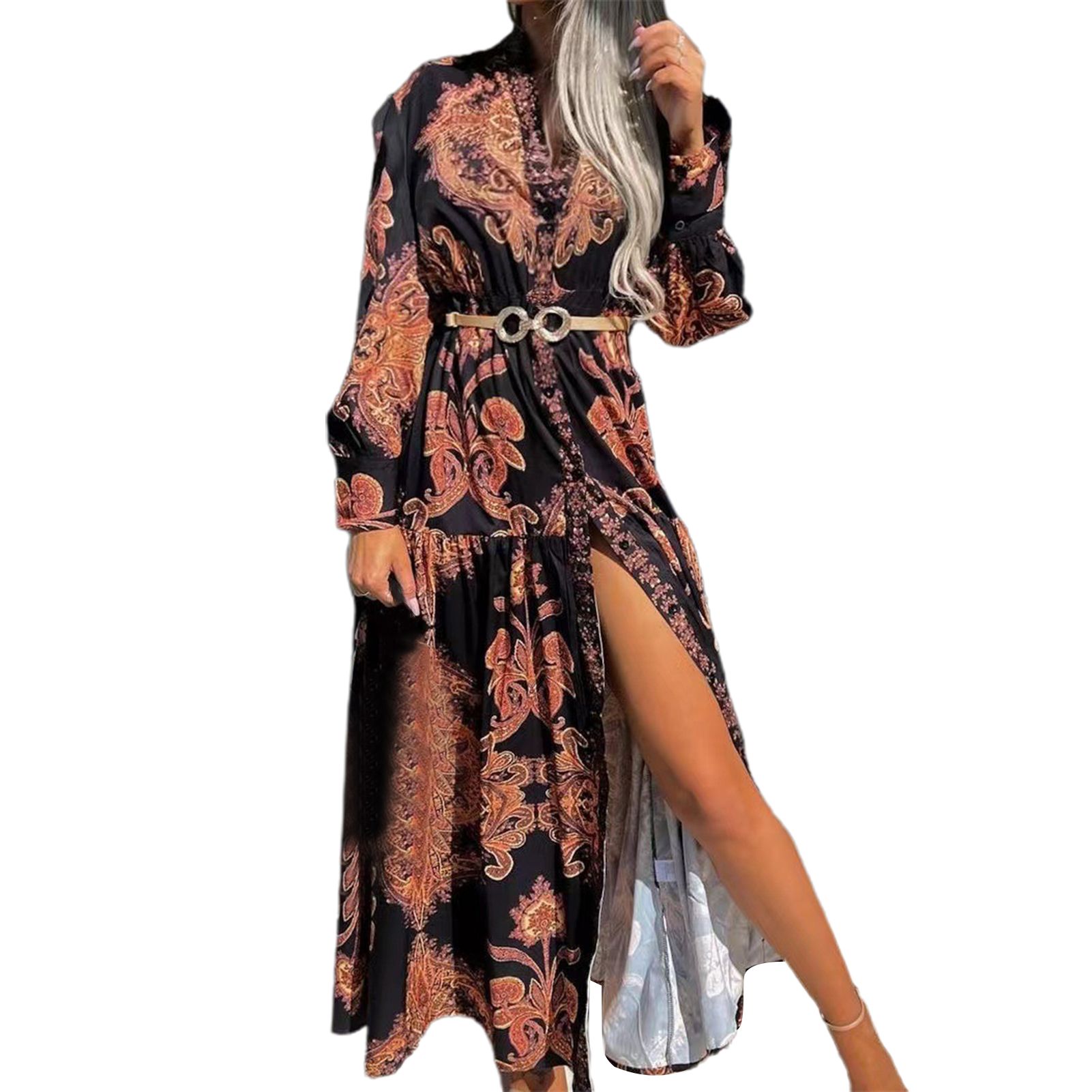 Long Dress Comforle Print Design Long Dress