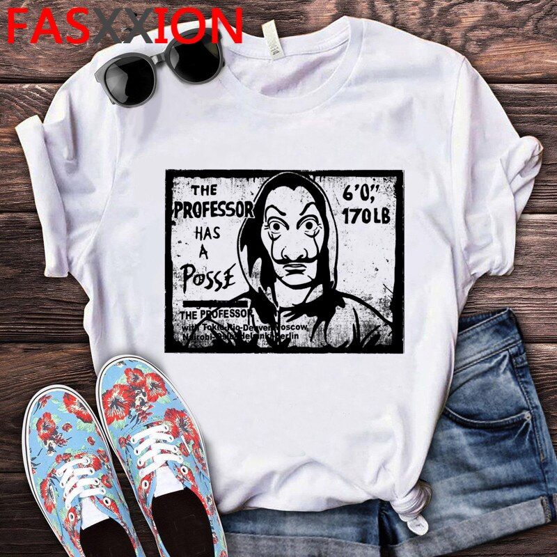 La Casa De Papel Money Heist Tee TV Series T Shirt Men Cartoon House of Paper Funny T-Shirt Bella Ciao Anime Graphic Tshirt Male