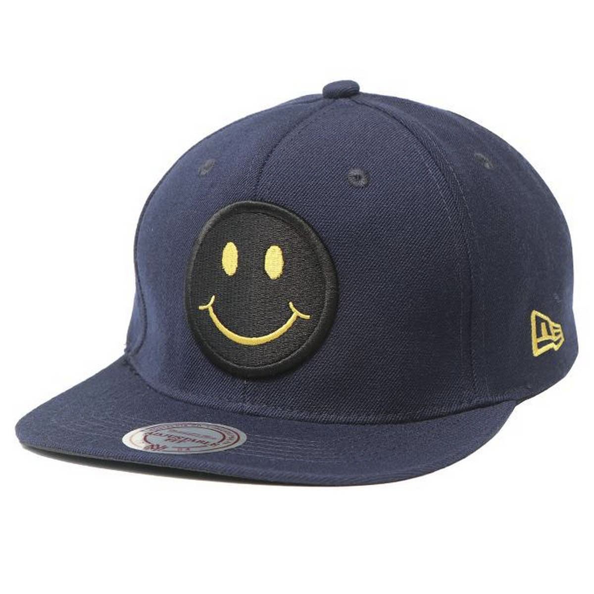 Black Smiley Logo Navy Blue DJ Cap For Men