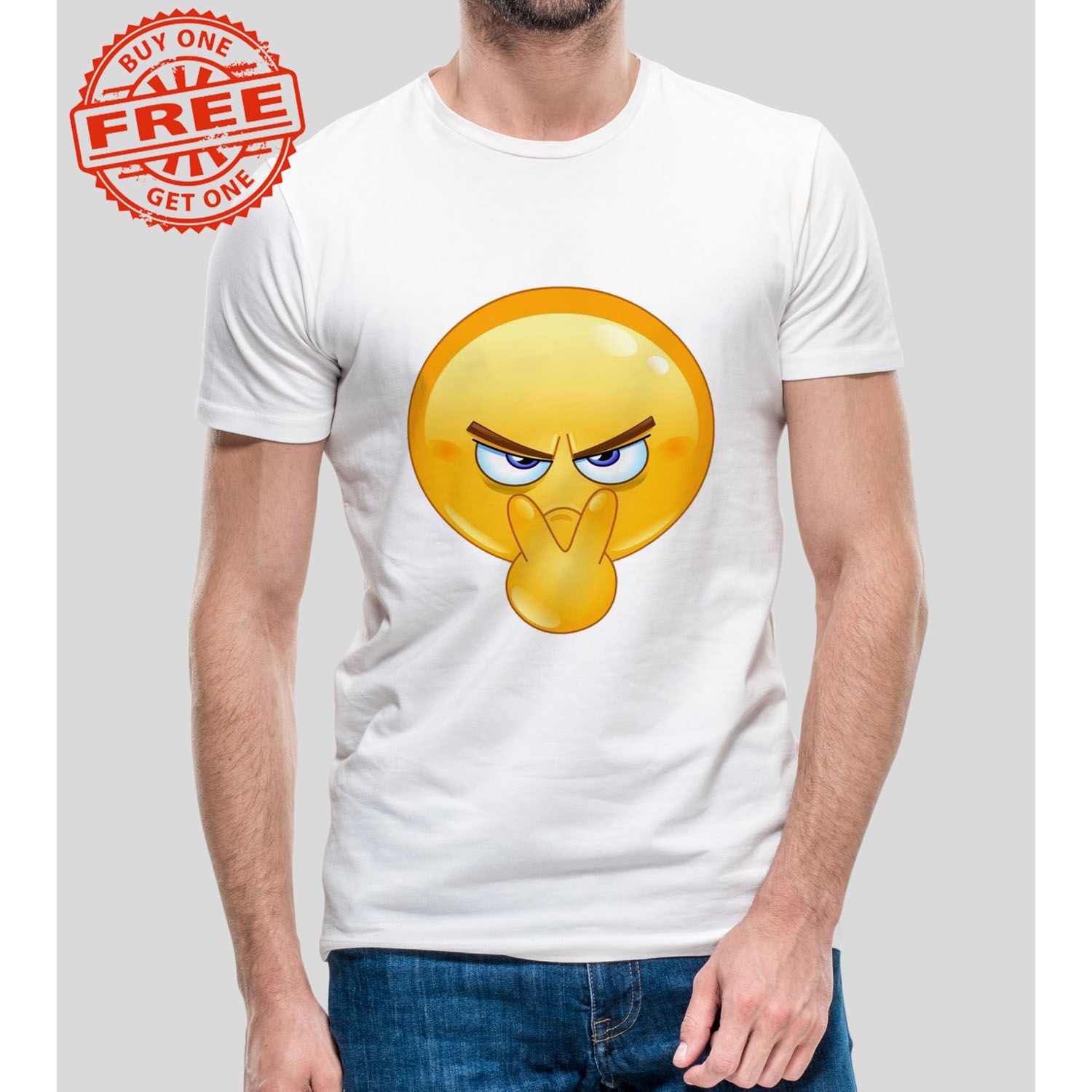 ( Buy 1 Get 1 Free ) White Short Sleeves Comfortable and Fashionable T-Shirt