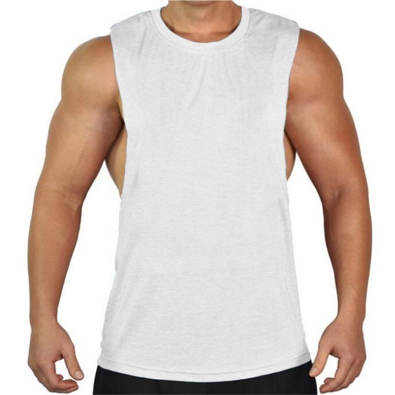 BlaSleeveless shirt Muscle Cut Workout Shirt Bodybuilding TaTop Man Fitness Clothing cotton open sides vest