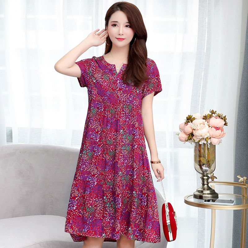 summer dot dress vestido slim loose V neck casual women clothingm cotton patchwork vestidos dresses plus size