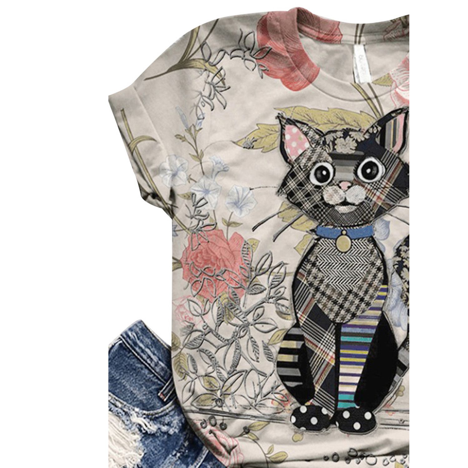 Women Summer Short-sleeved Top Personality Animal Pattern Loose T-shirt Oversized Casual Tops