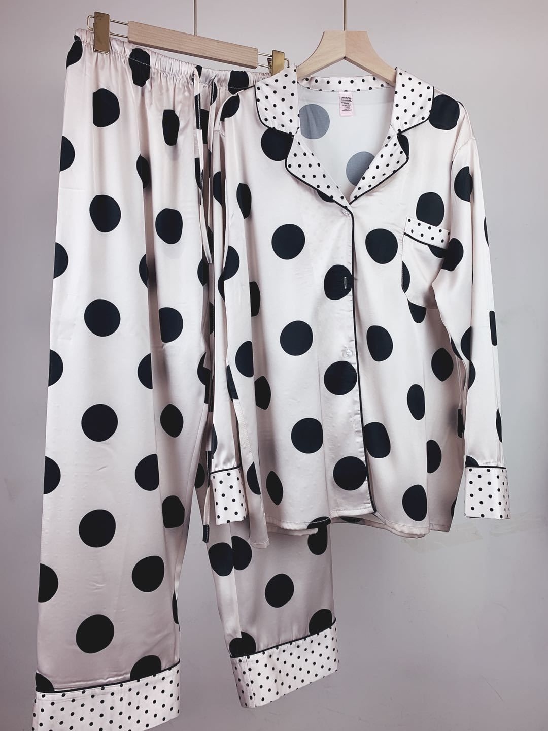 Autumn 2 Pieces Women's Pajamas Sets Faux Silk Striped Pyjama Women's Pajamas Sleepwear Sets Spring Summer Homewear