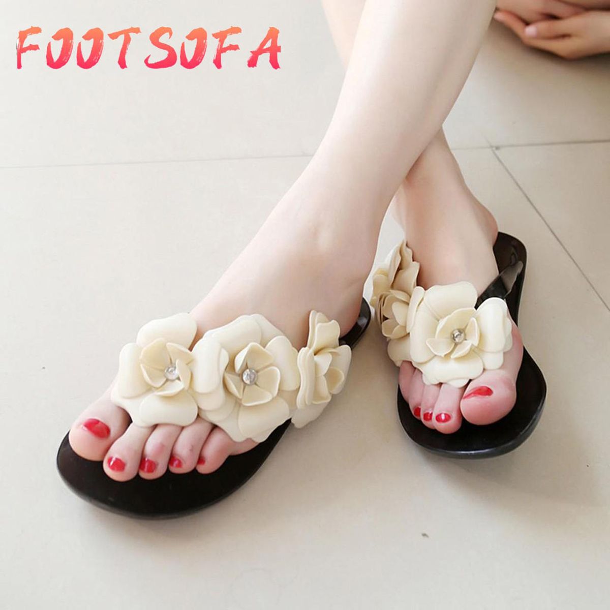 Womens Ladies Girls Korean Sandals for Women Women Slippers Candy Color With Beautiful Camellia Beach Sandals Flats Shoes Women Casual Flat Shoes Fashion Shoes Work