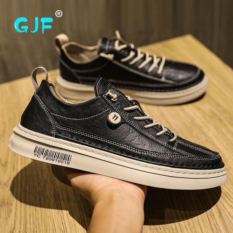 Fall Men's Shoes Trends All-match Men's Work Work Leather Black Shoes Waterproof Lazy Black Casual Leather Shoes Trendy Shoes