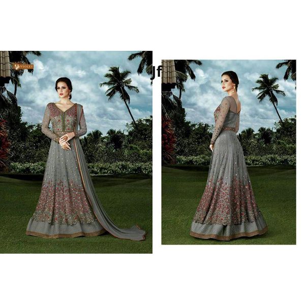 Fashionable Unstitch Yesh and Golden Embroidery Georgette Gown For Women