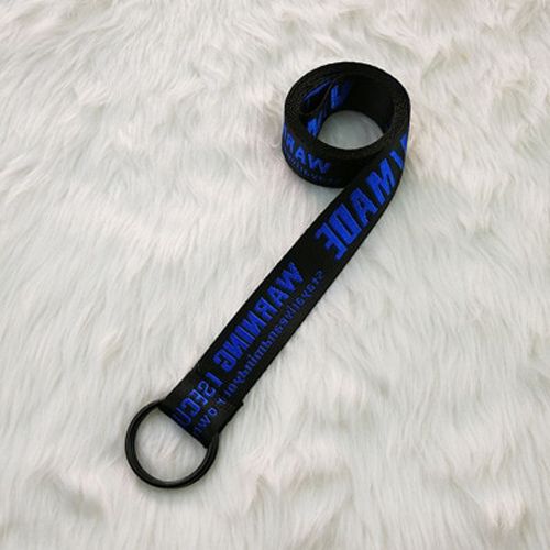 Harajuku Men Women Unisex Canvas Nylon Long Strap Waist Belt Mini Thin Letter Embroidered Print Metal Buckle Tape Jeans Belt
