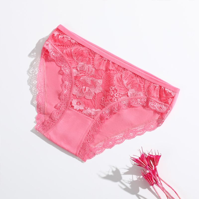 Pack of 1 - Hollow Floral Lace Ladies Lingeries Soft Cotton Women's Panties Breathable Girls Underwear