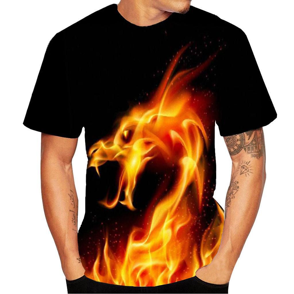 Men's New Fashion 3D Flood Printed Short-sleeved T-shirt Top Blouse