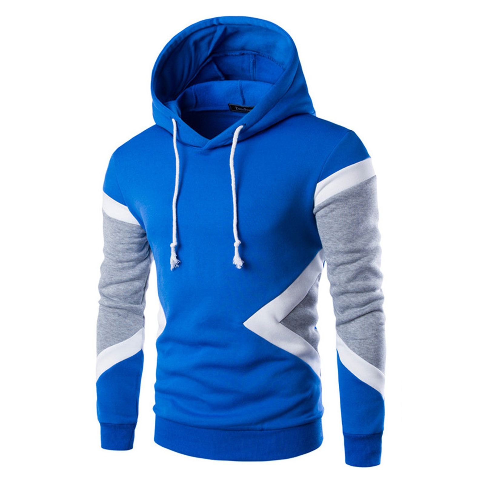 Men Pullover Long Sleeve Windproof Patchwork Hoodie