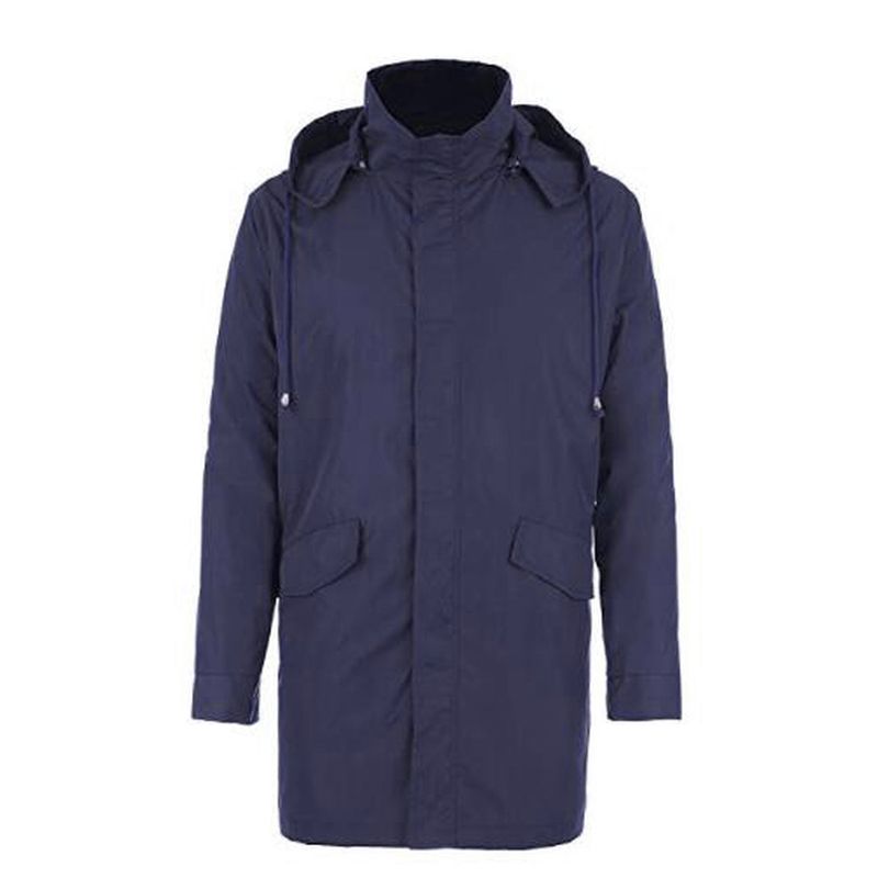 MA Lightweight Men Long Business Raincoat Hooded Active Rainwear With Pockets