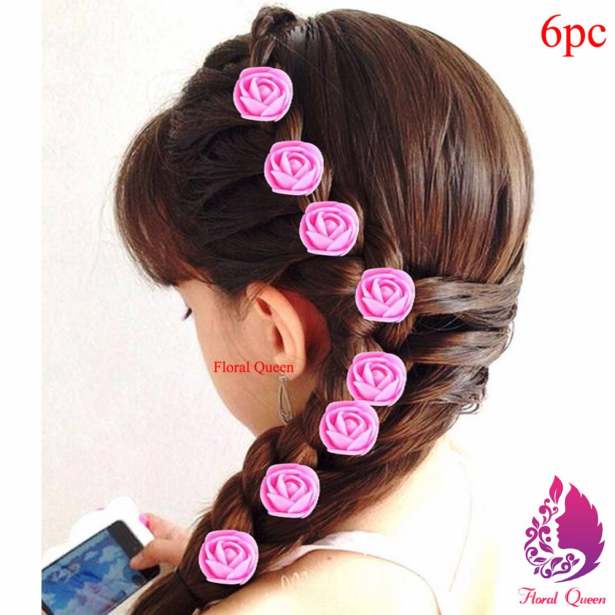 Artificial Flower Bobby Pins, Rose Bridal Hair Pins, Bridal Hair Clip, Flower Clips, Wedding Hair Accessory, Flower Girl headpiece set of 6