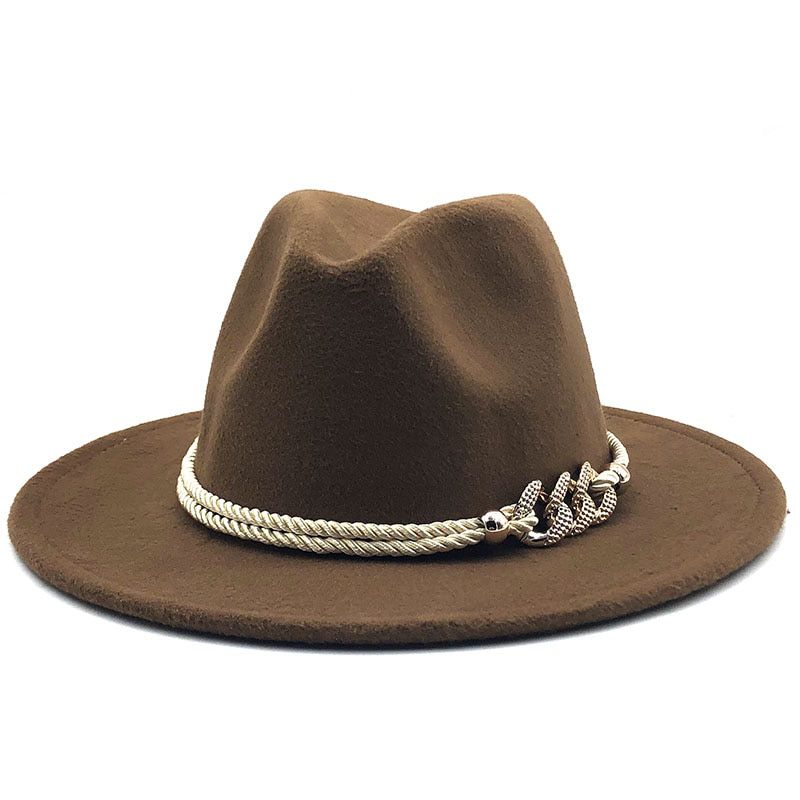 ple white Wide Brim ple Church Derby Top Hat Panama Solid Felt Fedoras Hat for Men Women artificial wool Blend Jazz Cap