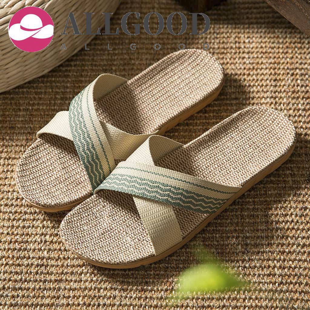 Men's Fashion Anti-slip Linen Home Indoor Open Toe Flat Shoes Beach Slippers Running shoes Olympic Games