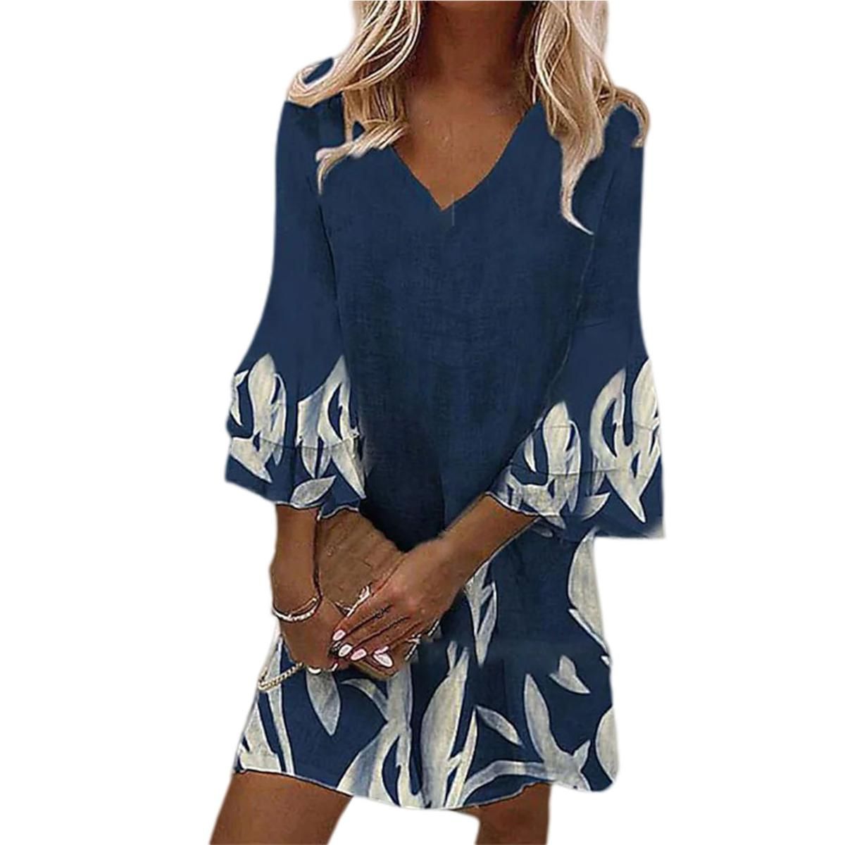 ni Dress Three Quarter Sleeves Slim-fitting Retro Dress