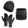 3Pcs/Set Uni Winter Outdoor Keep Warm Thick Plush Beanie Hat Scarf Gloves