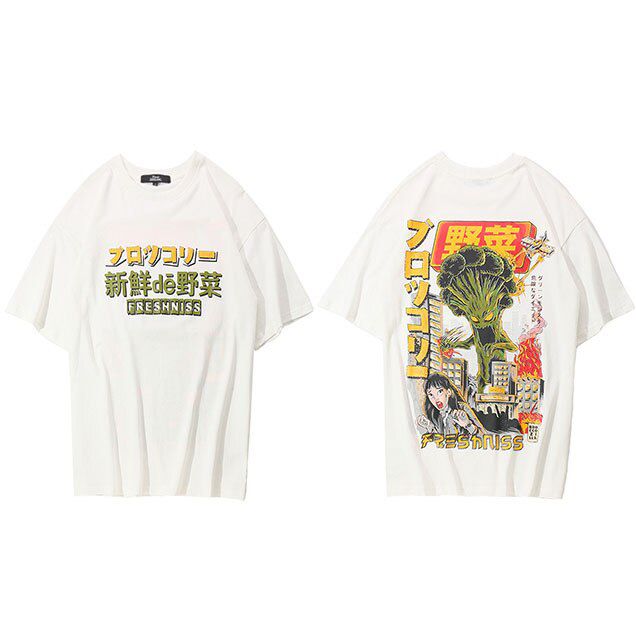 Men  Hop T Shirt Japanese Harajuku Cartoon Monster T-Shirt Streetwear Summer Tops Tees Cotton Tshirt Oversized Hop
