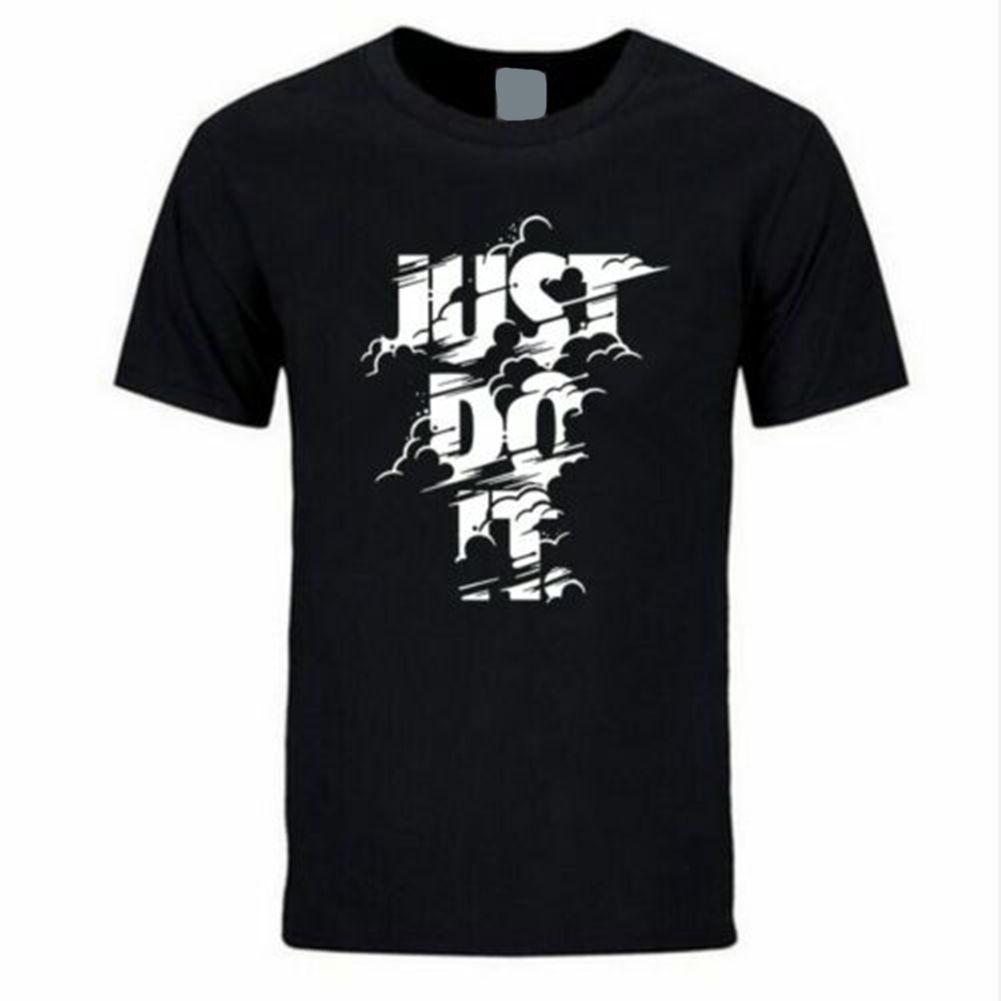 Men Fashion -shirt Letters Print Round Neck Short Seelve ops
