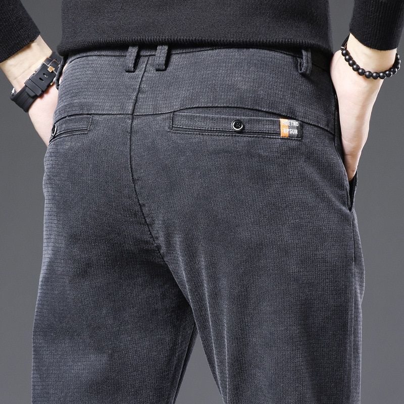 High Quality Corduroy Pants Men Winter Plus Thick Warm Men's Trousers Grey Straight Long Pants Male Pantalon 36 38
