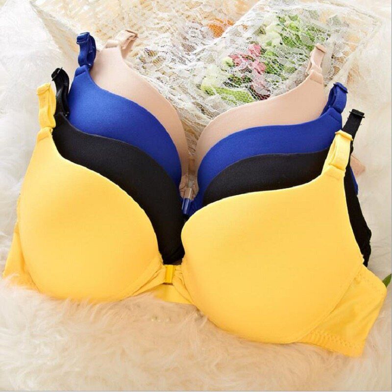 New Fashion  Simple Push Up Bra Front Button Candy Color A B C Cup Women Underwear Brassiere Lingeries Bralette