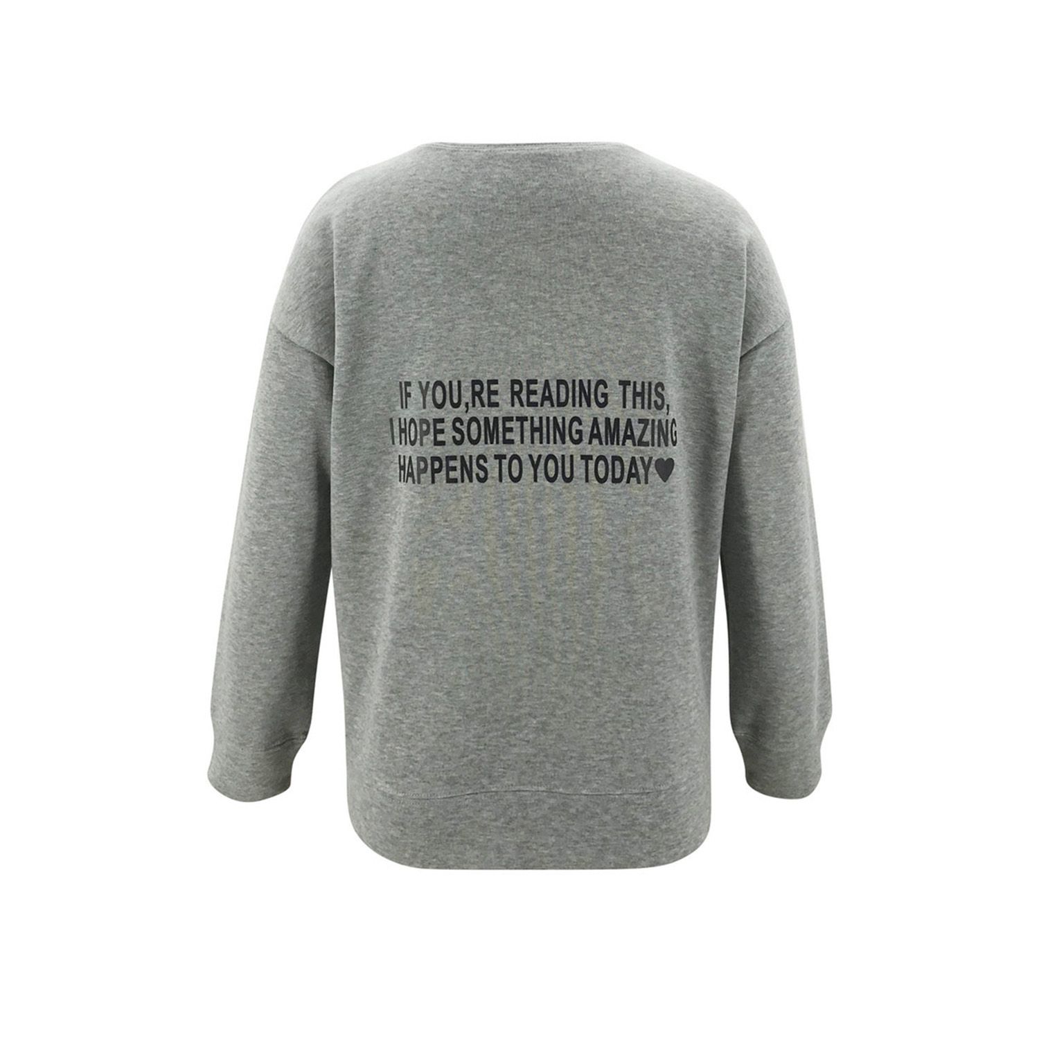 Woman Letter Print Top, Long Sleeve Round Neck Loose Pullover Casual Style Sweater