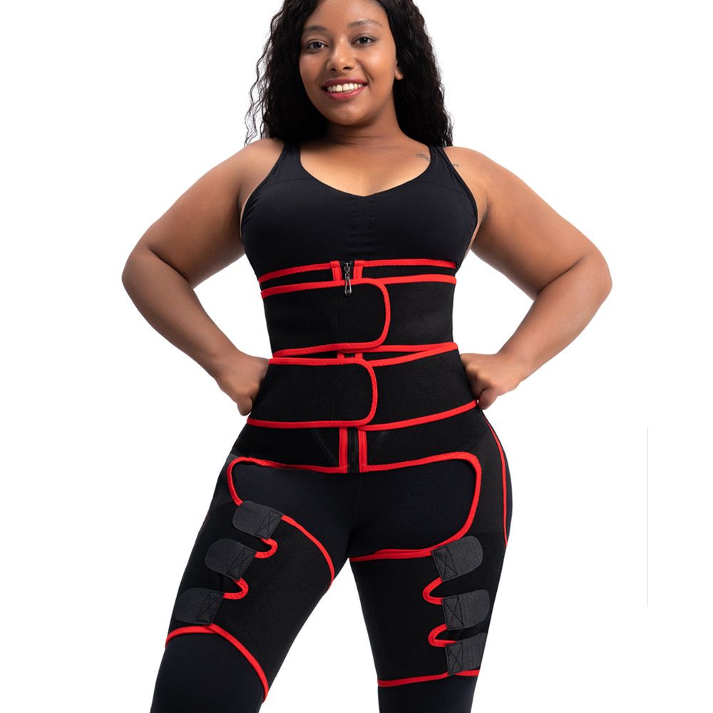 3 in 1 Waist Traine & Thigh Trimmer Belt Women Shapewear Neoprene Sweat Corset Slimming Modeling Strap thigh trainer