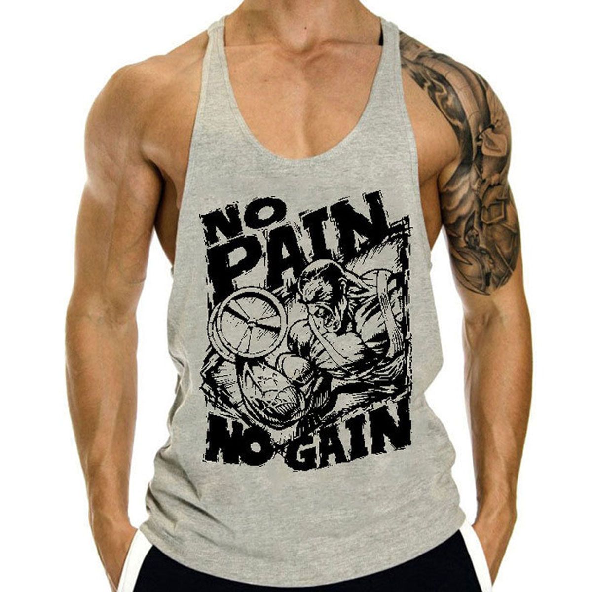 Gym Bodybuilding Stringer TaTops Man Sleeveless Shirt Men Fitness Vest Singlet Srtswear Workout Men's Tanktop